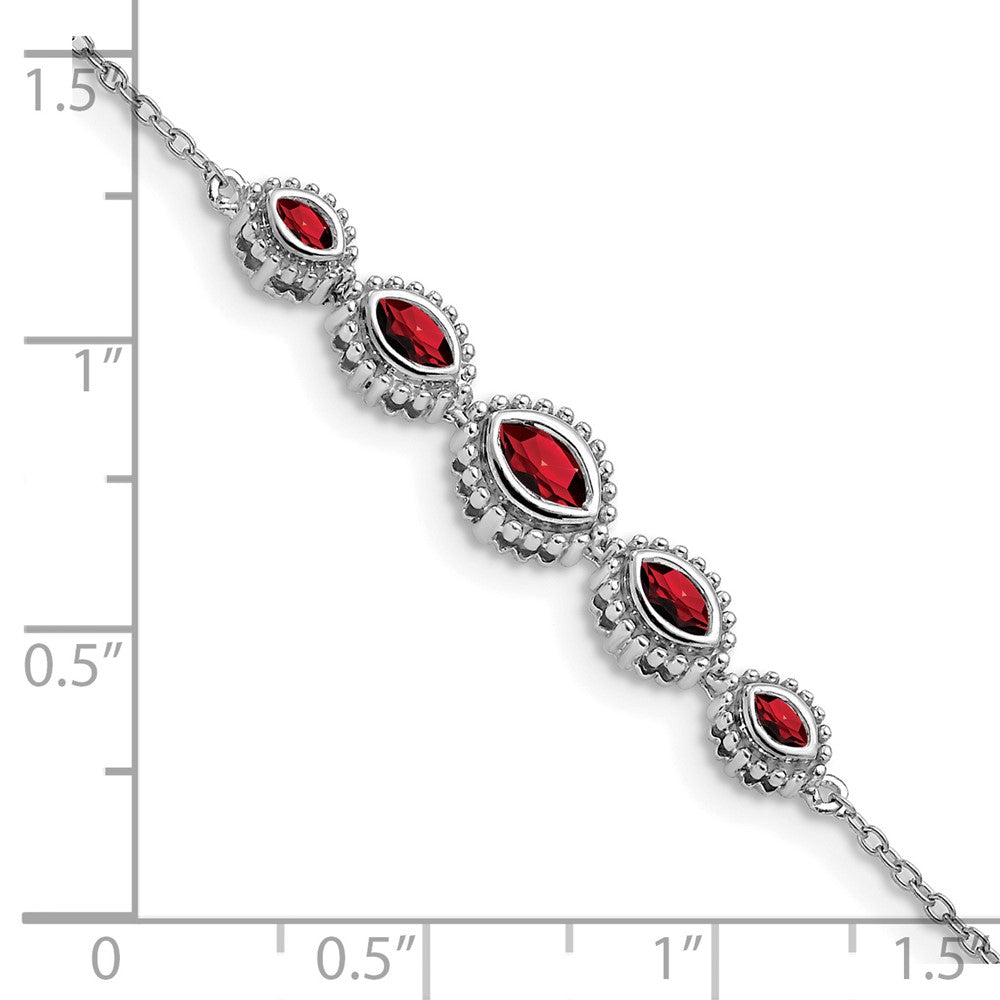 14k White Gold Marquise Garnet Bracelet