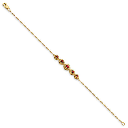 14k Yellow Gold Marquise Garnet Bangle
