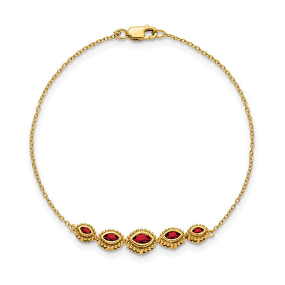 14k Yellow Gold Marquise Garnet Bangle