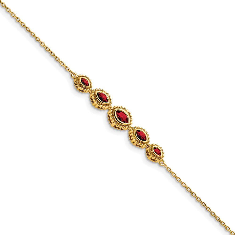 14k Yellow Gold Marquise Garnet Bangle