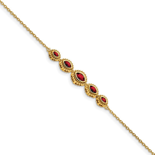 14k Yellow Gold Marquise Garnet Bangle