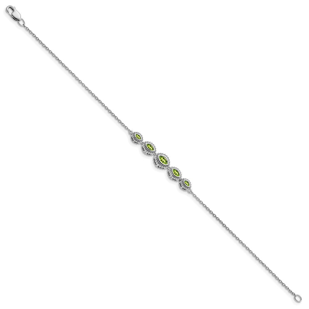 14k White Gold Marquise Peridot Bracelet
