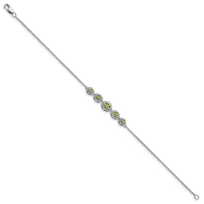 14k White Gold Marquise Peridot Bracelet