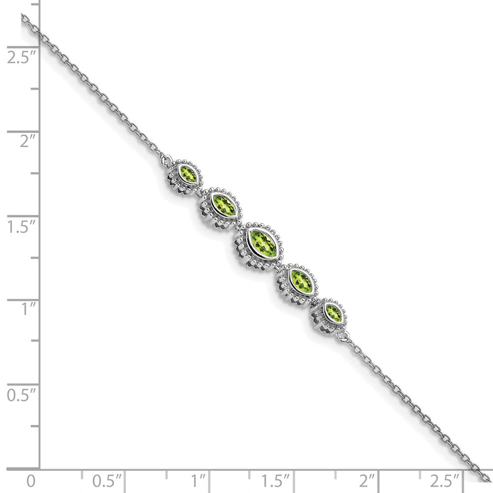 14k White Gold Marquise Peridot Bracelet