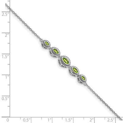 14k White Gold Marquise Peridot Bracelet