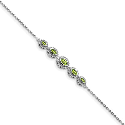 14k White Gold Marquise Peridot Bracelet