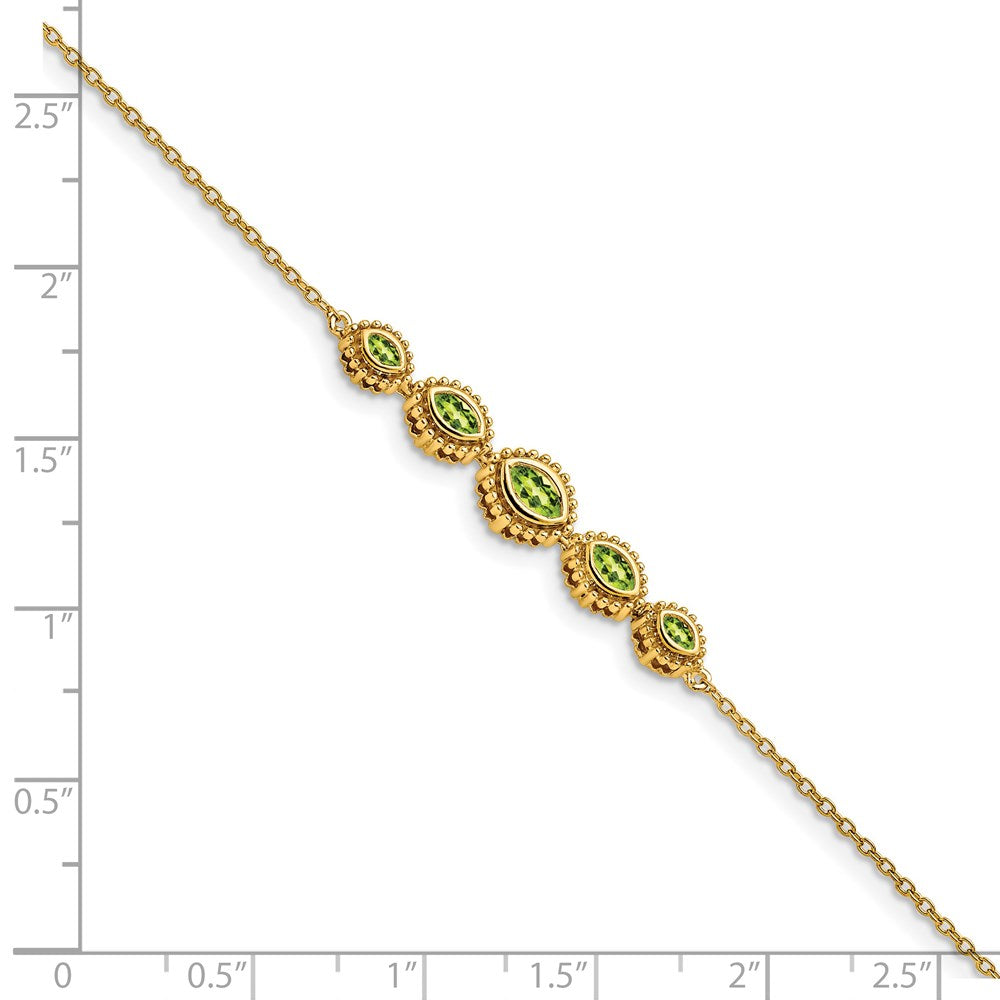 14k Yellow Gold Marquise Peridot Bracelet