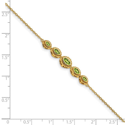 14k Yellow Gold Marquise Peridot Bracelet