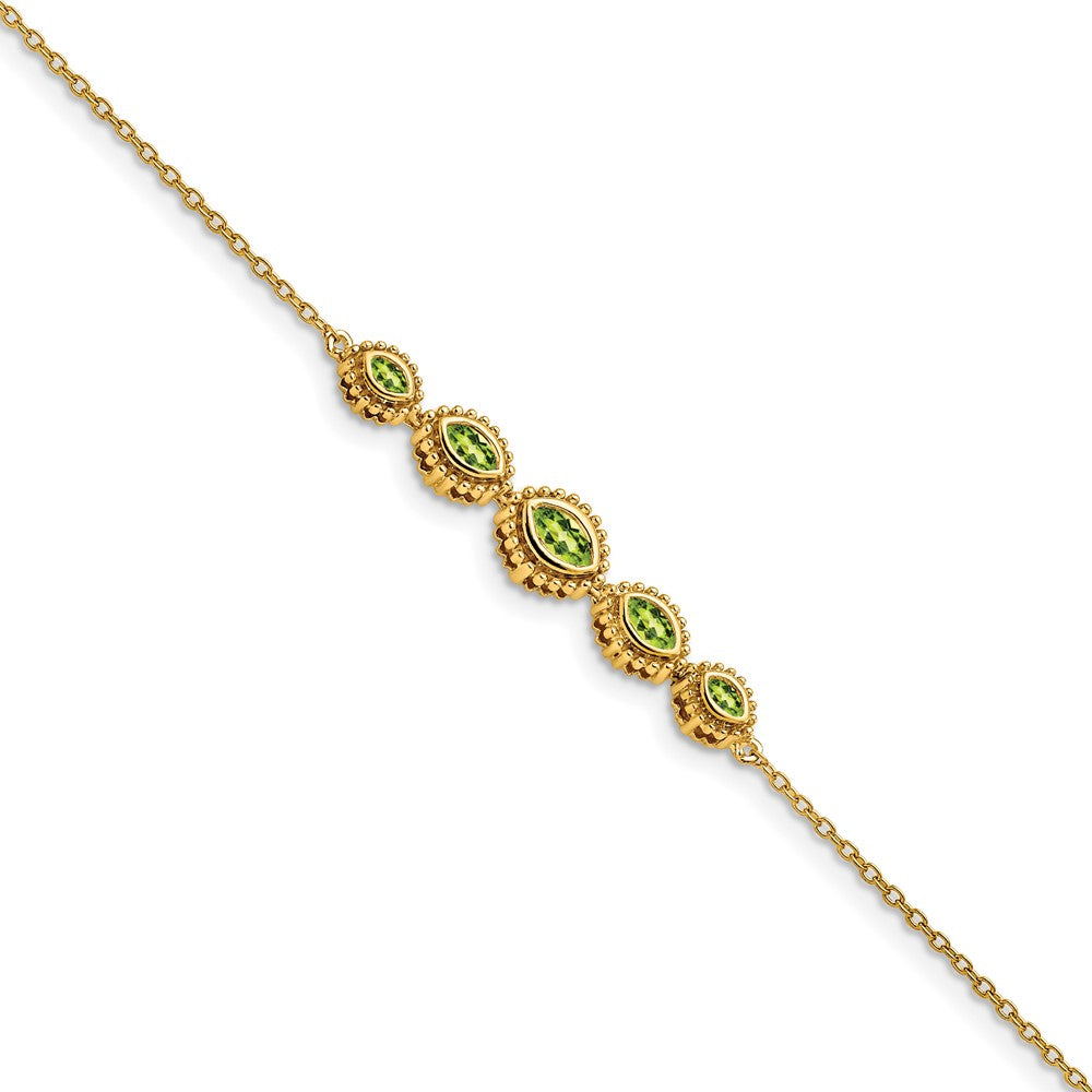 14k Yellow Gold Marquise Peridot Bracelet
