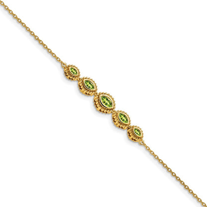 14k Yellow Gold Marquise Peridot Bracelet