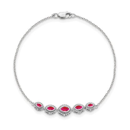 14k White Gold Marquise Ruby Bracelet