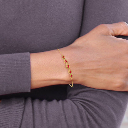 14k Yellow Gold Marquise Ruby Bracelet