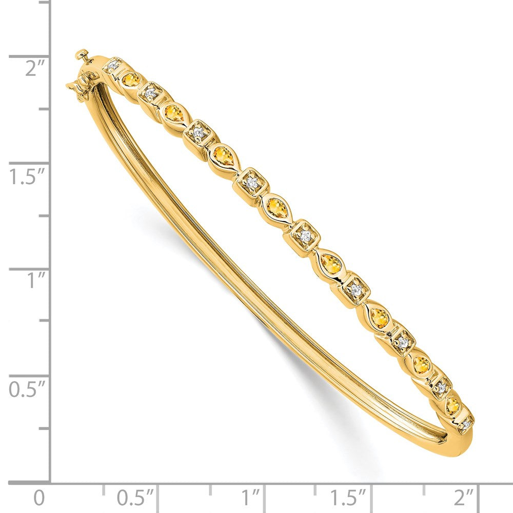 14k Yellow Gold Citrine and Natural Diamond Bangle