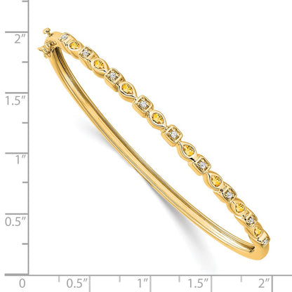 14k Yellow Gold Citrine and Natural Diamond Bangle