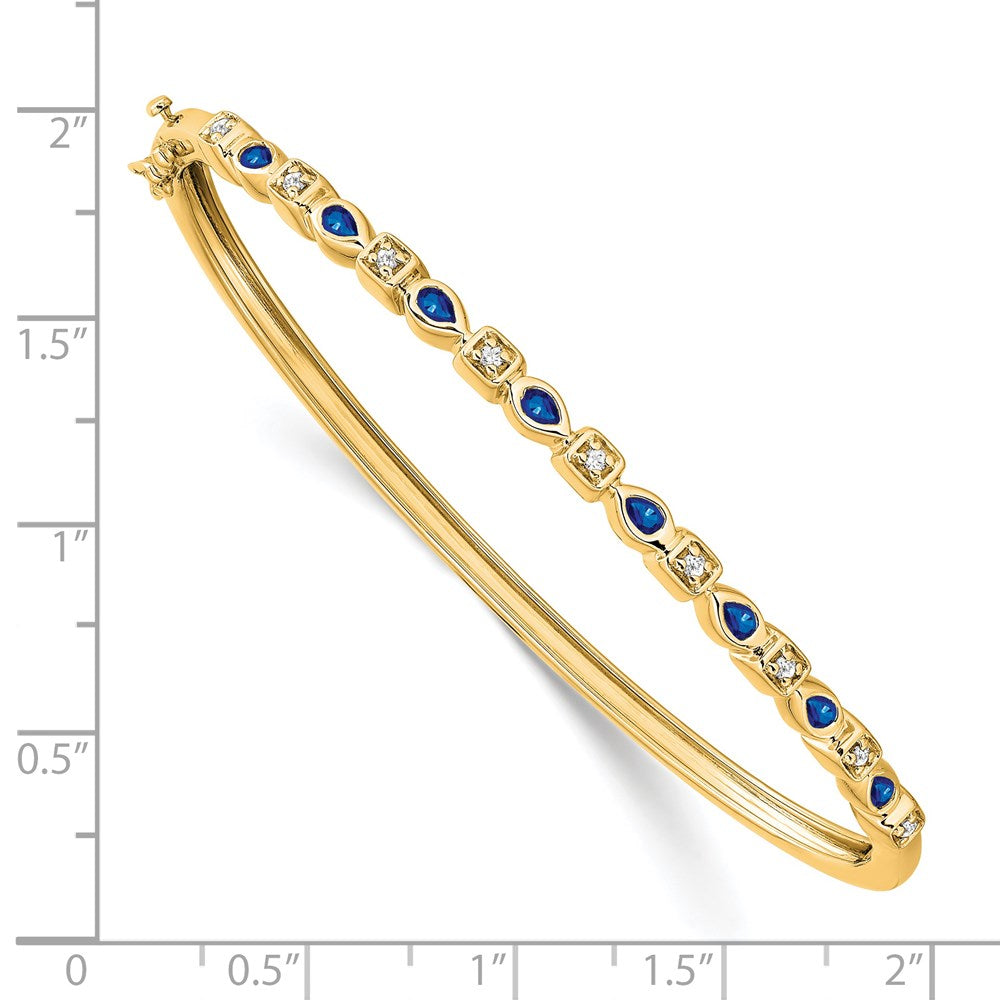 14k Yellow Gold Sapphire and Natural Diamond Bangle