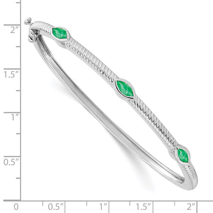 14k White Gold Marquise Emerald Bangle