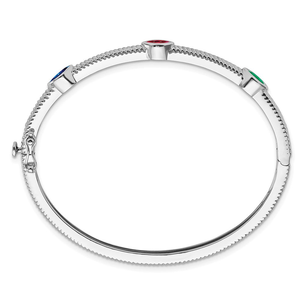 14k White Gold Marquise Ruby/Sapphire/Emerald Bangle