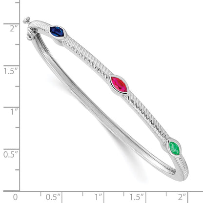 14k White Gold Marquise Ruby/Sapphire/Emerald Bangle