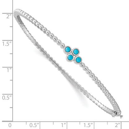 14k White Gold Turquoise Bangle