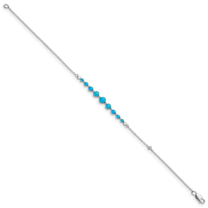 14k White Gold Turquoise and White Topaz Bracelet