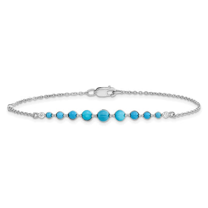 14k White Gold Turquoise and White Topaz Bracelet