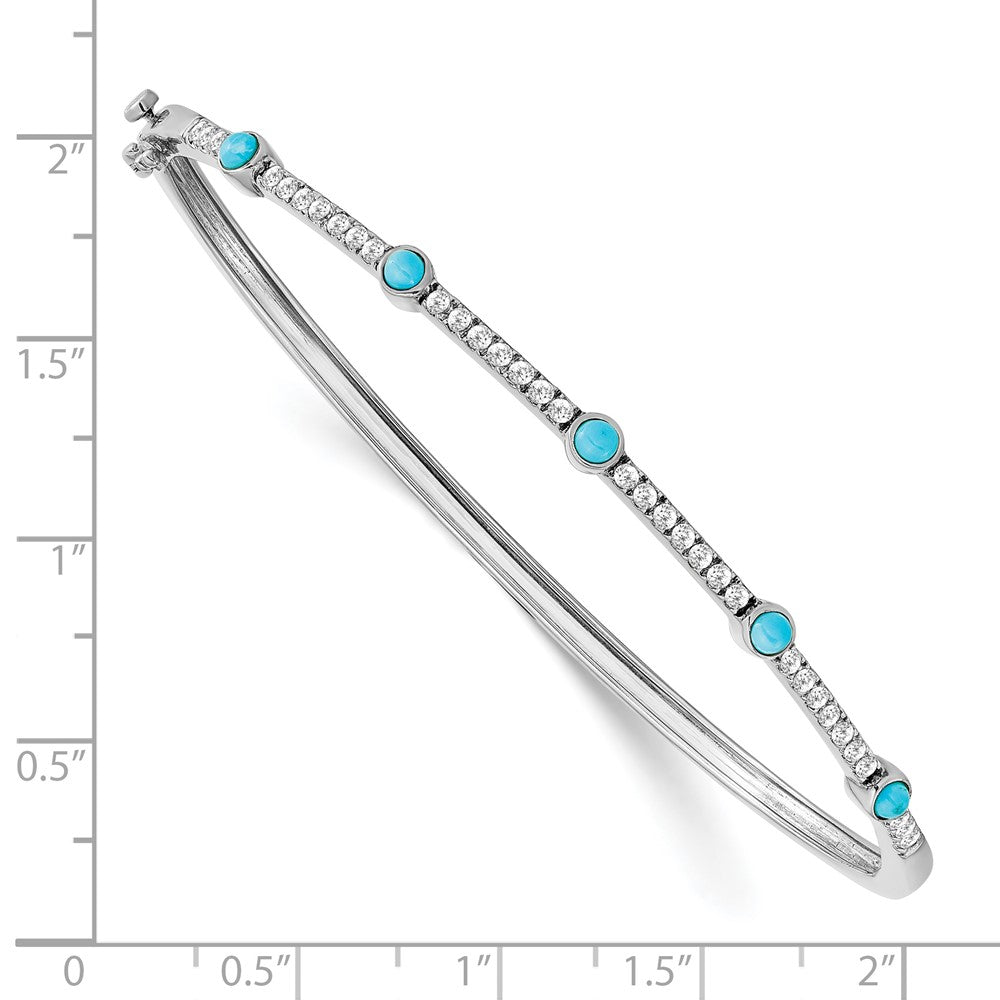 14k White Gold Turquoise and White Topaz Bangle