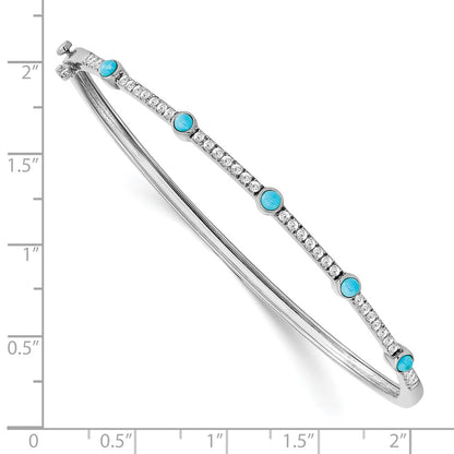 14k White Gold Turquoise and White Topaz Bangle