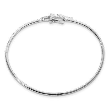 14k White Gold Polished Natural Diamond Star Hinged Bangle