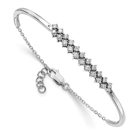 14k White Gold Natural Diamond Bangle Bracelet
