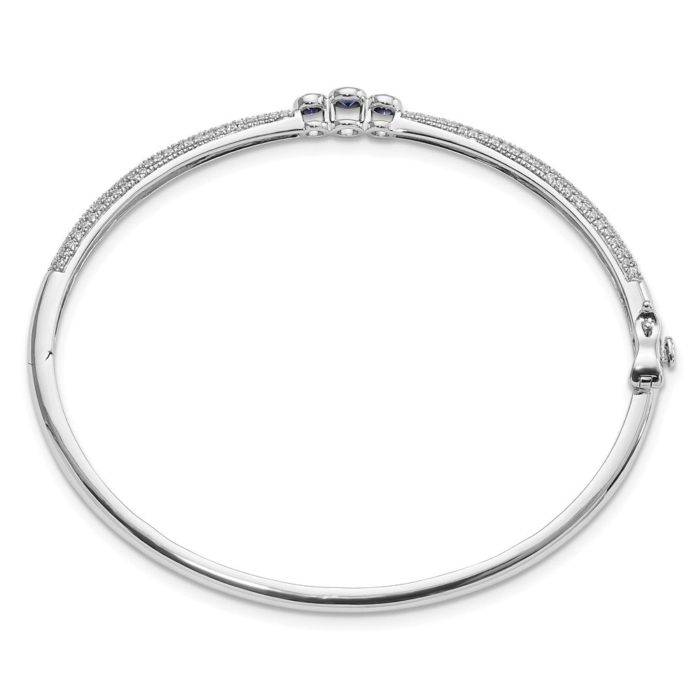 14k White Gold Ruby and Natural Diamond Bangle