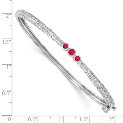 14k White Gold Ruby and Natural Diamond Bangle