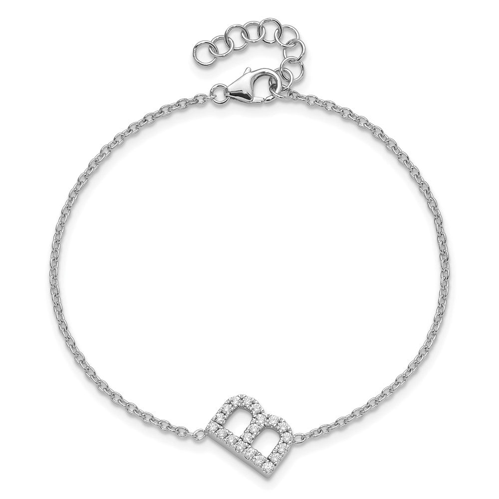 14KW Natural Diamond Sideways Letter B w/ 1in ext. Bracelet