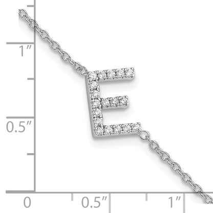 14KW Natural Diamond Sideways Letter E w/ 1in ext. Bracelet