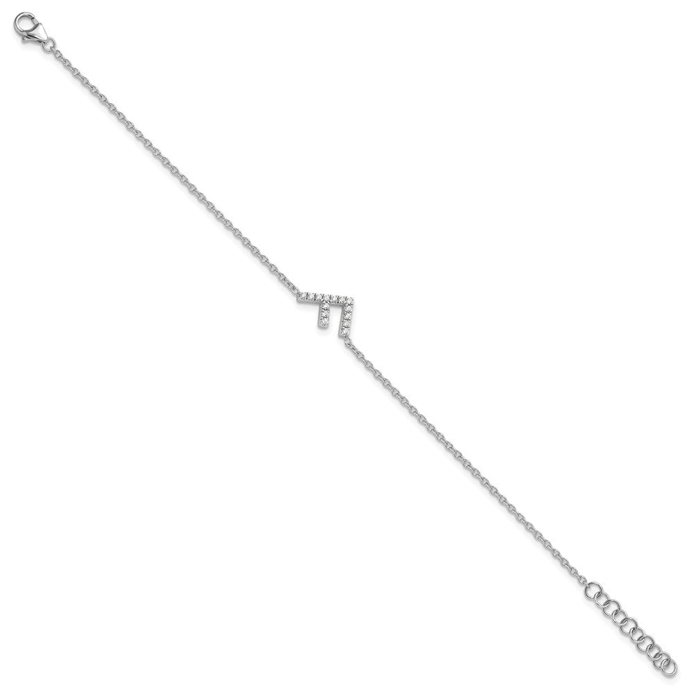 14KW Natural Diamond Sideways Letter F w/ 1in ext. Bracelet