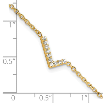 14k Yellow Gold Natural Diamond Sideways Letter L w/ 1in ext. Bracelet