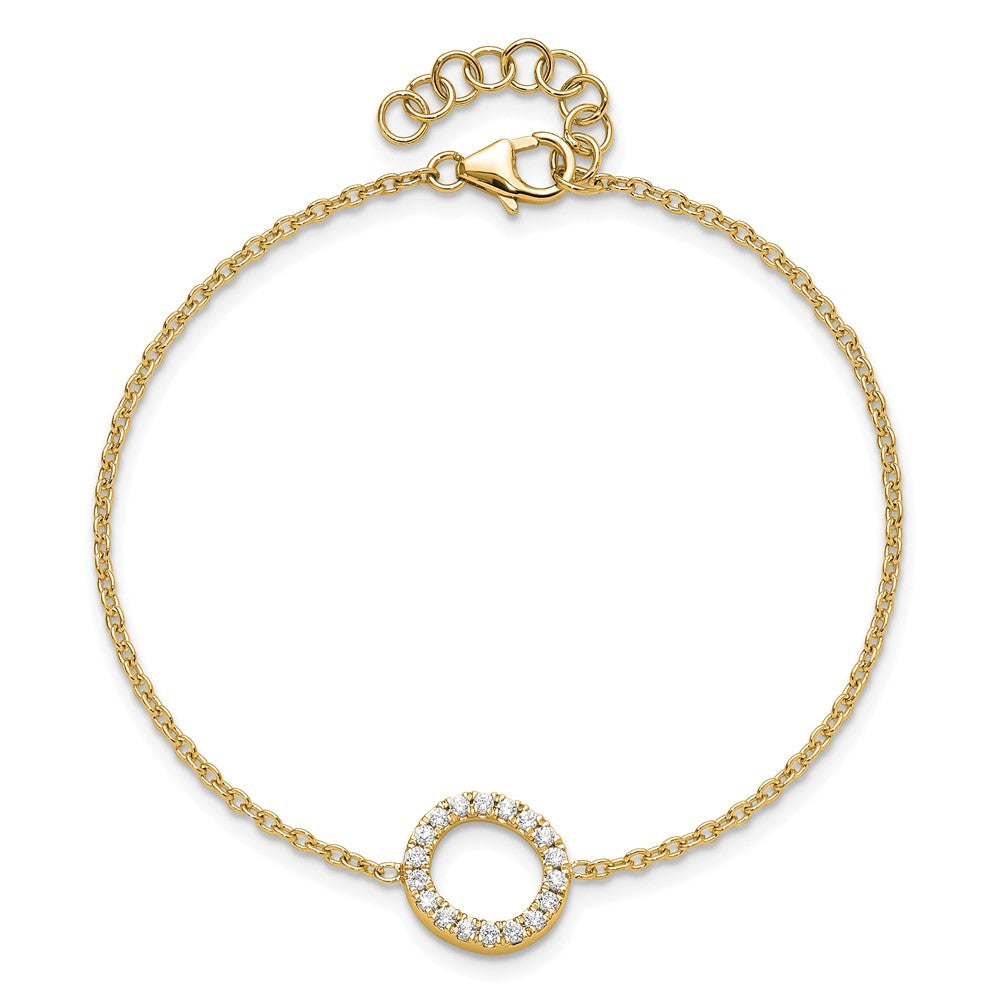 14k Yellow Gold Natural Diamond Sideways Letter O w/ 1in ext. Bracelet