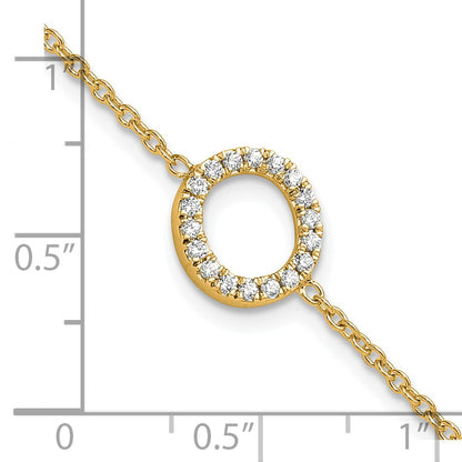 14k Yellow Gold Natural Diamond Sideways Letter O w/ 1in ext. Bracelet