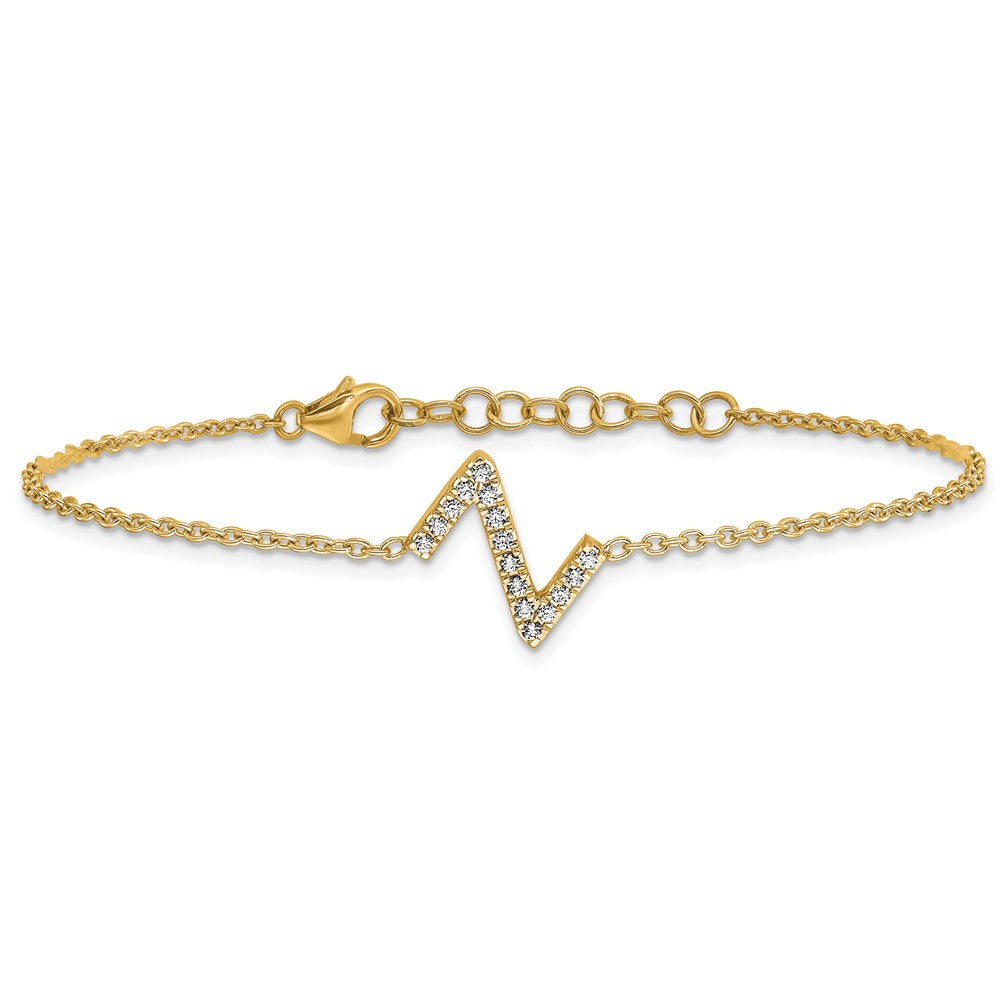 14k Yellow Gold Natural Diamond Sideways Letter Z w/ 1in ext. Bracelet