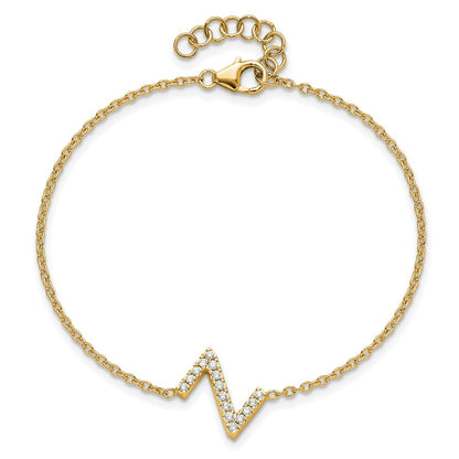 14k Yellow Gold Natural Diamond Sideways Letter Z w/ 1in ext. Bracelet