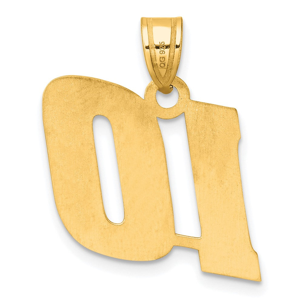14k Yellow Gold Polished Block Number 10 Pendant