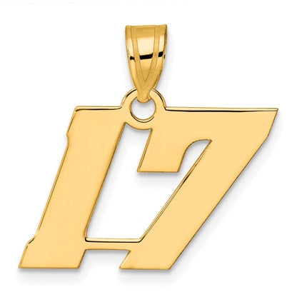 14k Yellow Gold Polished Block Number 17 Pendant