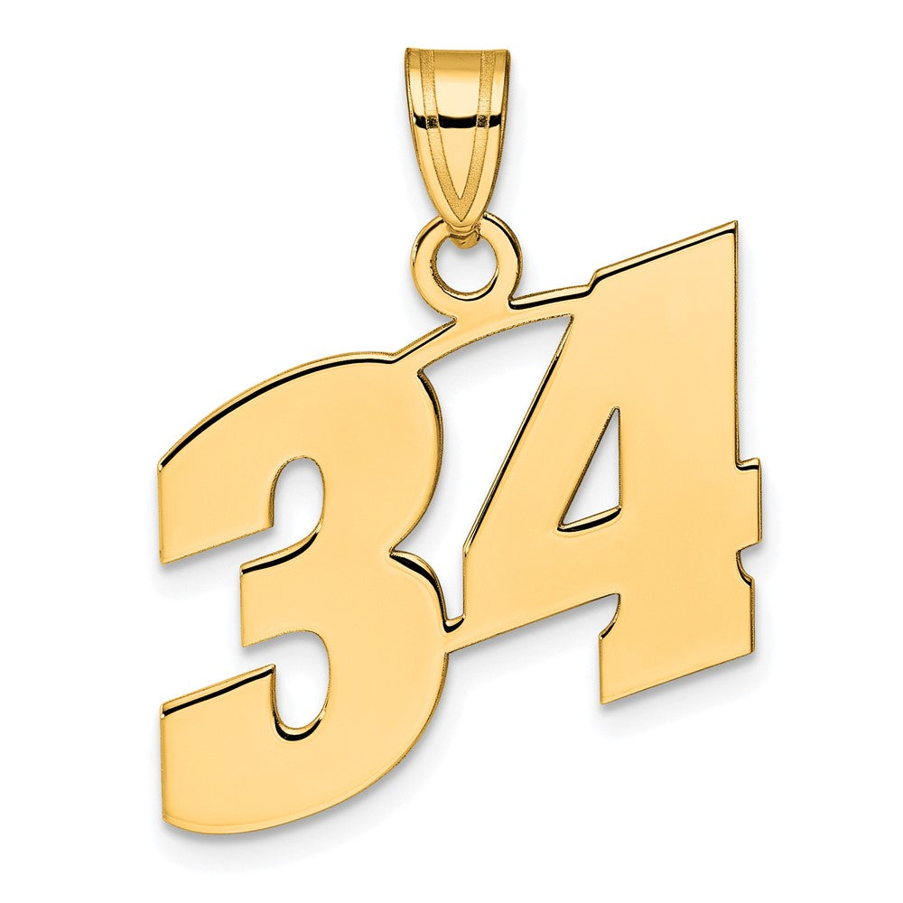 14k Yellow Gold Polished Block Number 34 Pendant