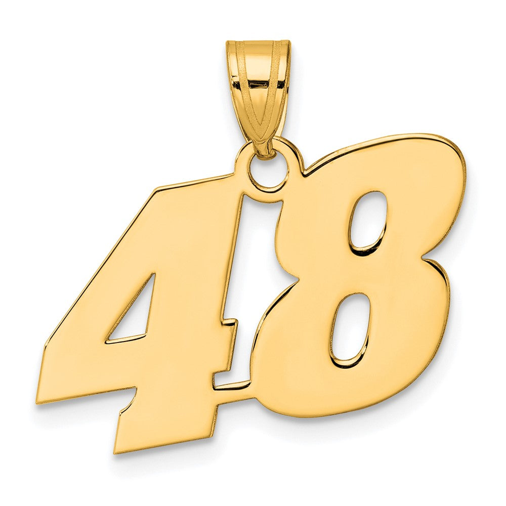 14k Yellow Gold Polished Block Number 48 Pendant