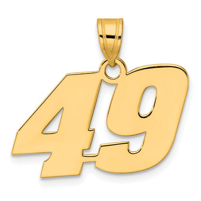14k Yellow Gold Polished Block Number 49 Pendant