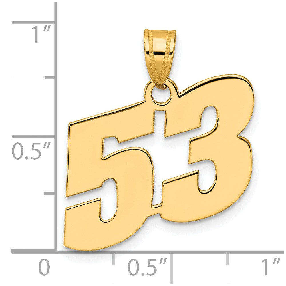 14k Yellow Gold Polished Block Number 53 Pendant