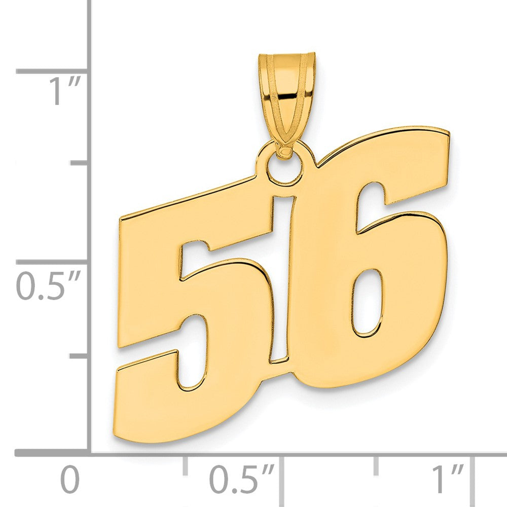 14k Yellow Gold Polished Block Number 56 Pendant