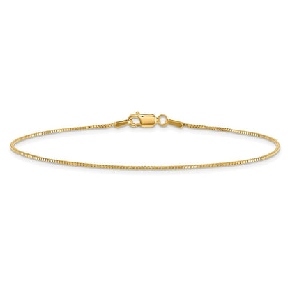 14K Yellow Gold 9 inch .95mm Box with Lobster Clasp Anklet