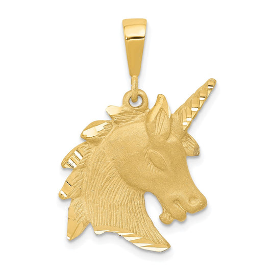14k Yellow Gold Unicorn Head Charm