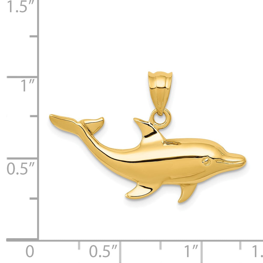 14k yellow gold factory dolphin pendant. Real gold.