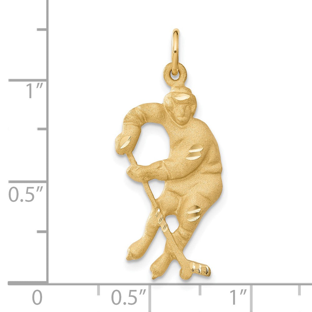 14k Yellow Gold Hockey Player Charm